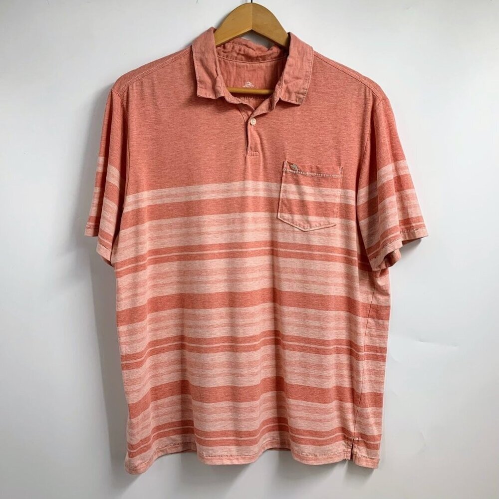 Tommy Bahama Men's Island Zone Cotton Striped Short‎ Sleeve Polo Shirt Size L